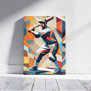 Kanvastrycket Baseball Player Cubism Canvastryck