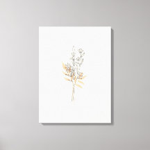 Kanvastrycket Beige Minimal Line art-blomma
