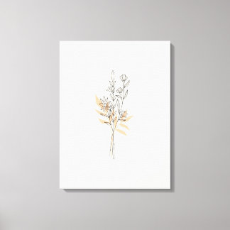 Kanvastrycket Beige Minimal Line art-blomma Canvastryck