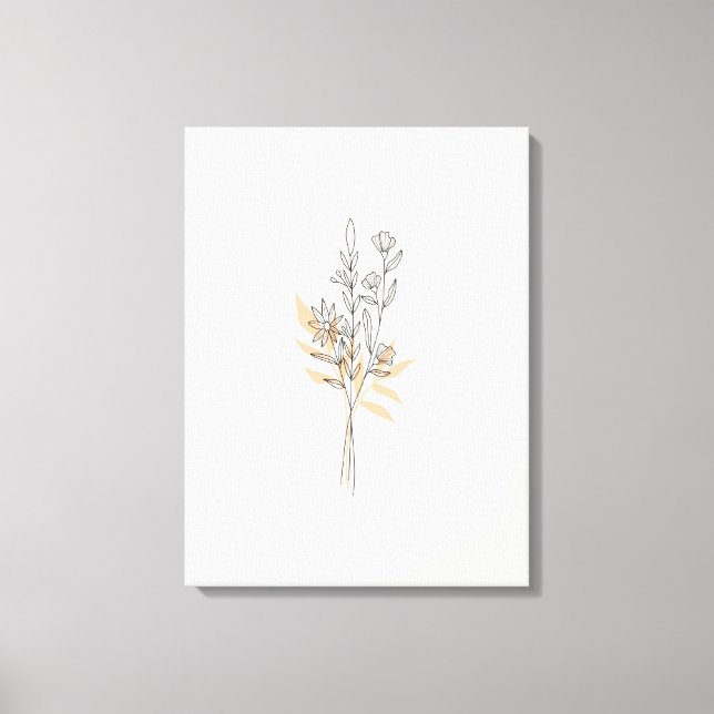 Kanvastrycket Beige Minimal Line art-blomma Canvastryck (Framsida)