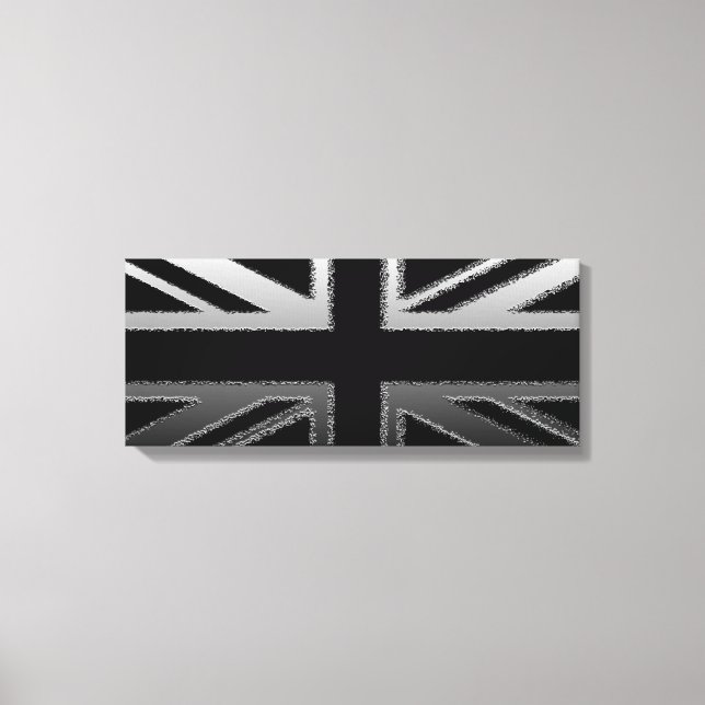 Kanvastrycket Black and Slilver Grått Union Jack Canvastryck (Framsida)