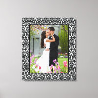 Kanvastrycket Black and White Damask Photo Ram