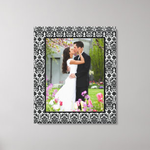 Kanvastrycket Black and White Damask Photo Ram Canvastryck
