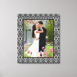 Kanvastrycket Black and White Damask Photo Ram Canvastryck