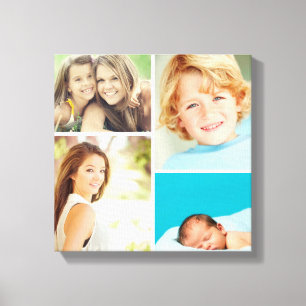 Kanvastrycket Black and White Family Photo Collage Canvastryck