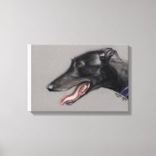 Kanvastrycket Black Greyhound Hund Art Canvastryck