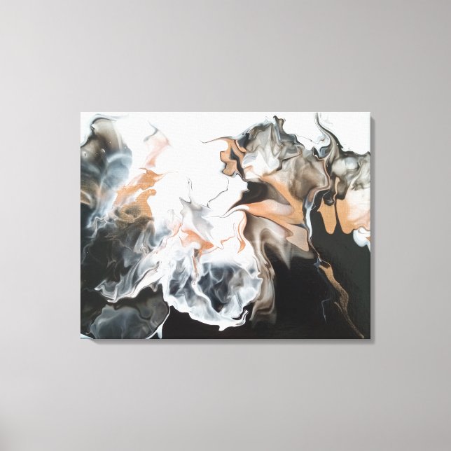 Kanvastrycket Black/Guld Lacy, Fluid Art Abstrakt Canvastryck (Framsida)