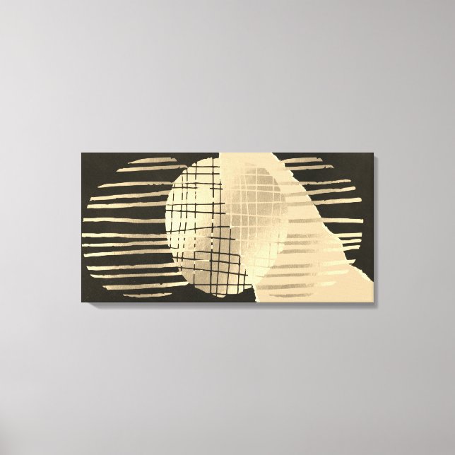 Kanvastrycket Black Guld Modern Abstrakt Stretched Canvastryck (Framsida)