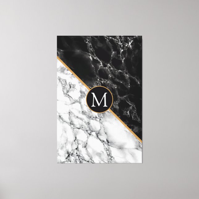 Kanvastrycket Black White Marble Anpassningsbar Br Canvastryck (Framsida)