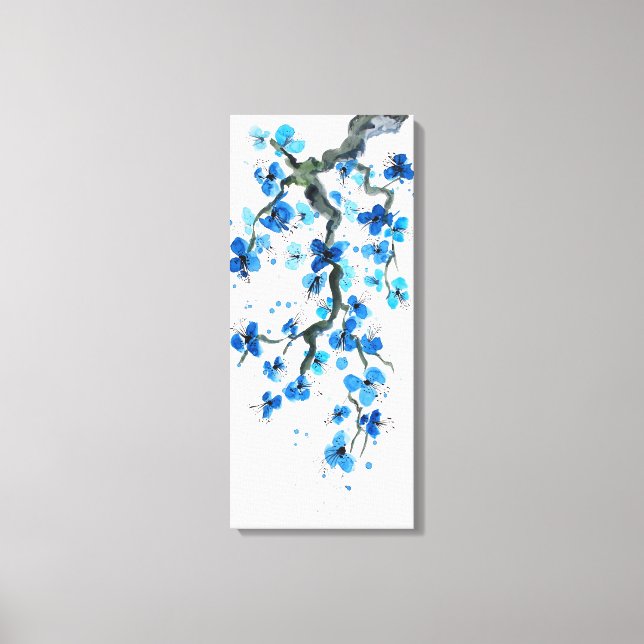 Kanvastrycket Blåjapanska Blommar Canvastryck (Framsida)