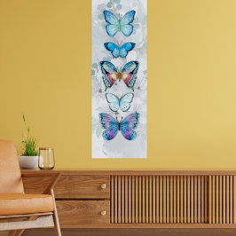 Kanvastrycket Blue Butterfly Panel Poster