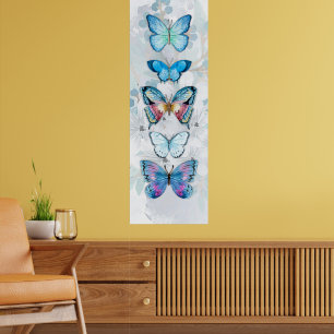 Kanvastrycket Blue Butterfly Panel Poster