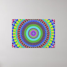 Kanvastrycket Blue Dots Mandala Circle Stretched