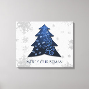 Kanvastrycket Blue Festive Julgran Stretched Canvastryck