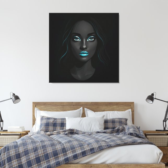 Kanvastrycket Blue Läppar Canvastryck (Insitu (sovrum))