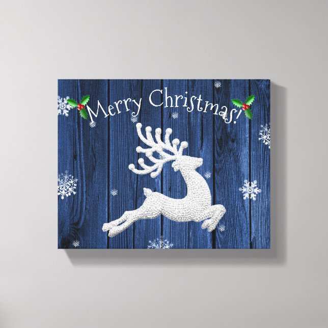 Kanvastrycket Blue Rustic jul Reindeer Canvastryck (Framsida)