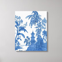Kanvastrycket Blue White Chinoiserie Wall Art Deco