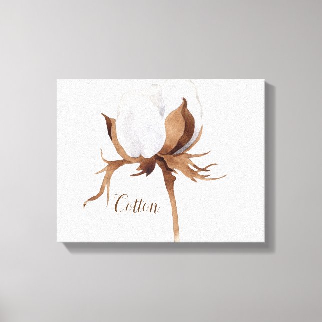 Kanvastrycket Bomullsblommor, vattenfärg Canvastryck (Framsida)