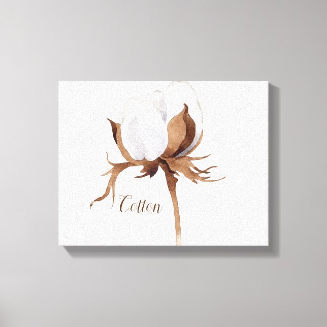 Kanvastrycket Bomullsblommor, vattenfärg Canvastryck (Framsida)