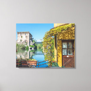 Kanvastrycket Borghetto sul Mincio view Canvastryck