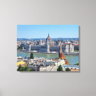 Kanvastrycket Budapest Ungerns parlament Canvastryck