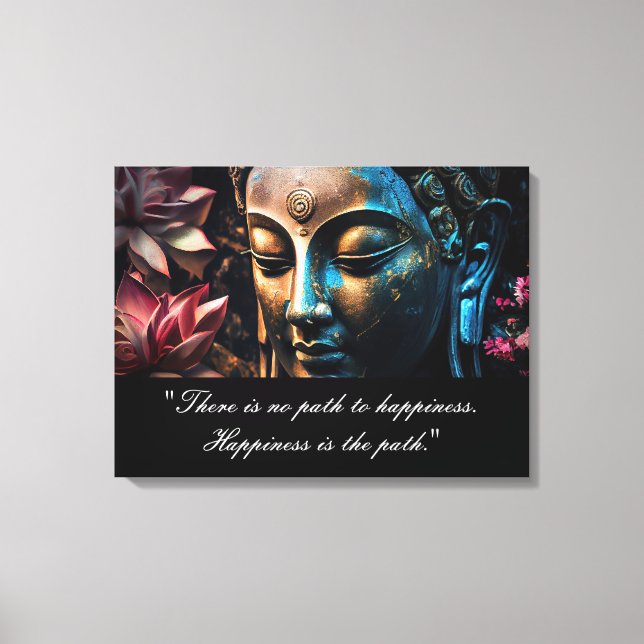 Kanvastrycket Buddha Lotus Flower Quote Stretched Canvastryck (Framsida)