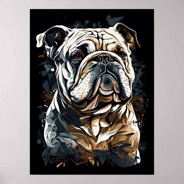 Kanvastrycket Bulldog Porträtt abstrakt Poster (Framsidan)