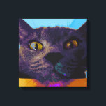 Kanvastrycket Cat Ansikte pop Art Canvastryck<br><div class="desc">Kanvastryck med nära katt ansikte i vibrerande färg.</div>
