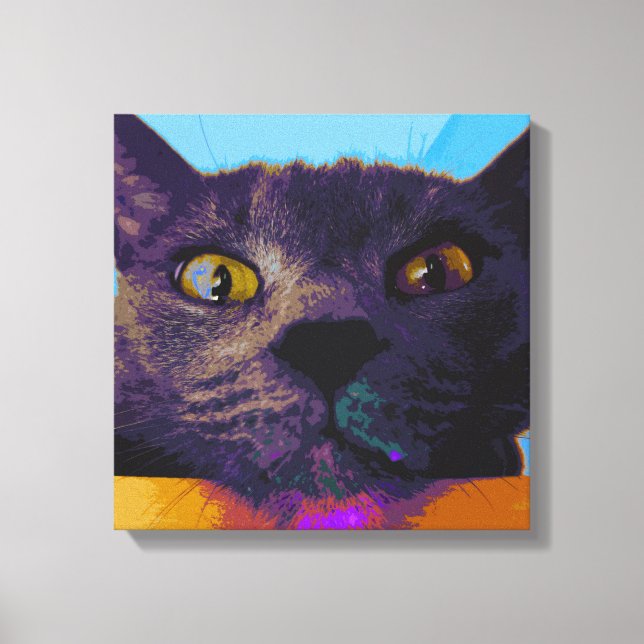 Kanvastrycket Cat Ansikte pop Art Canvastryck (Framsida)