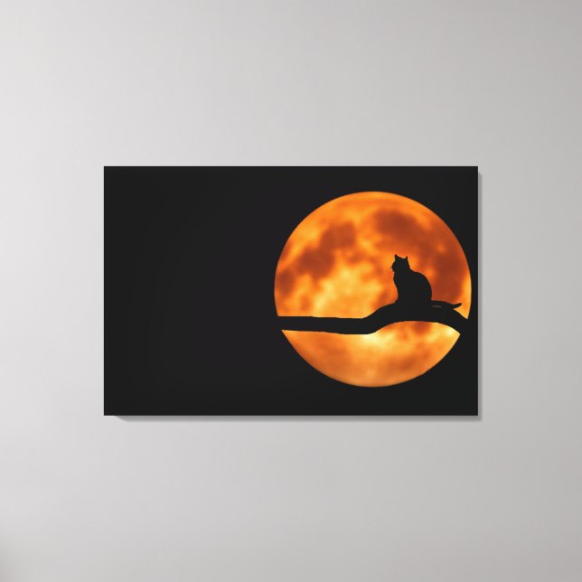 Kanvastrycket Cat Silhouette Moonlight Canvastryck (Framsida)