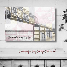 Kanvastrycket Chesapeake Bay Bridge Maryland Flagg Canvastryck