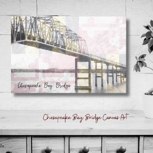 Kanvastrycket Chesapeake Bay Bridge Maryland Flagg Canvastryck