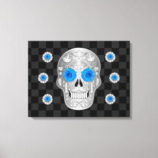 Kanvastrycket Chrome Calavera (blå Ro) Canvastryck