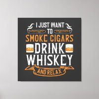 Kanvastrycket Cigar och Whiskey Quote