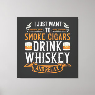 Kanvastrycket Cigar och Whiskey Quote Canvastryck
