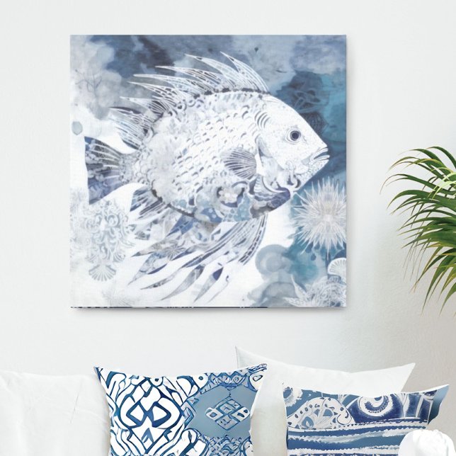 Kanvastrycket Coastal Boho Fish Canvastryck (Skapare uppladdad)