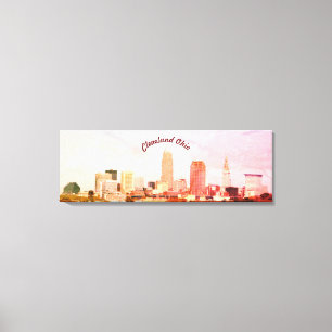Kanvastrycket Colorful Cleveland Skyline Canvastryck