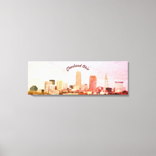 Kanvastrycket Colorful Cleveland Skyline Canvastryck (Framsida)