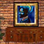 Kanvastrycket Colorful Pop Art African Man 2 Canvastryck<br><div class="desc">Elegant kanvastryck med bilder av ett stiligt afrikanskt huvudskott,  gjort i en faux foil av blått och guld popart stil. Snyggt tillägg till din rumsdekoration.</div>