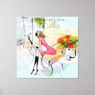 Kanvastrycket contemporary Girl Music Stretched Canvastryck