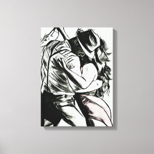 Kanvastrycket Couple Dancing, svartvitt, Canvastryck