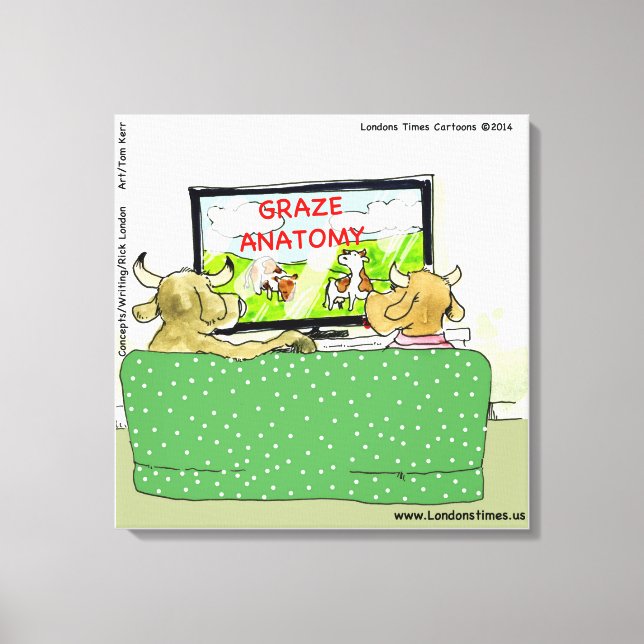 Kanvastrycket Cow TV Funny Tecknad Canvastryck (Framsida)