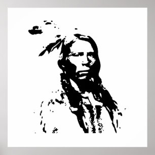 Kanvastrycket Crazy Horse Native American Leader Poster