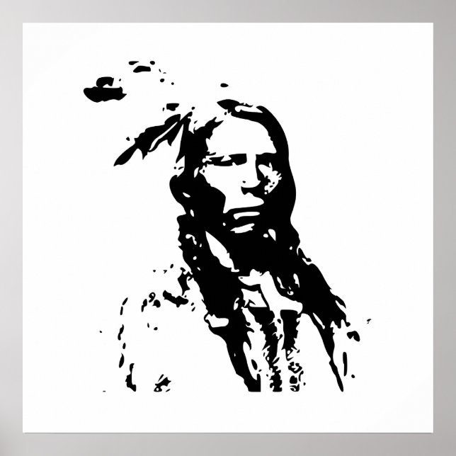 Kanvastrycket Crazy Horse Native American Leader Poster (Framsidan)