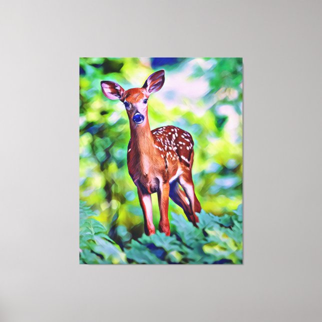 Kanvastrycket Cute Little Hjort Digital Art Painti Canvastryck (Framsida)