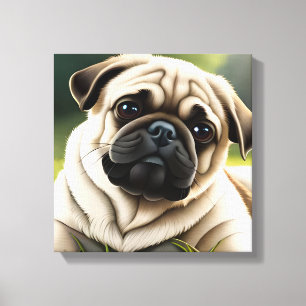 Kanvastrycket Cute Pug Stretched Canvastryck