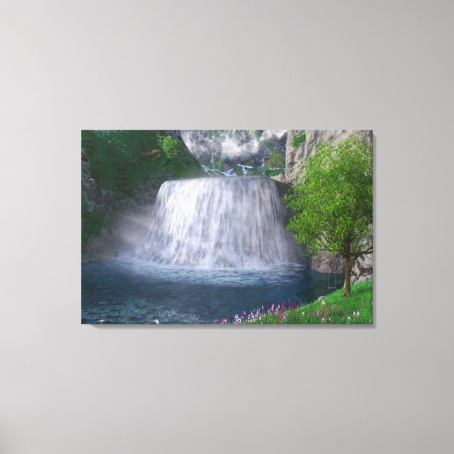 Kanvastrycket Cwm Waterfall Canvastryck (Framsida)
