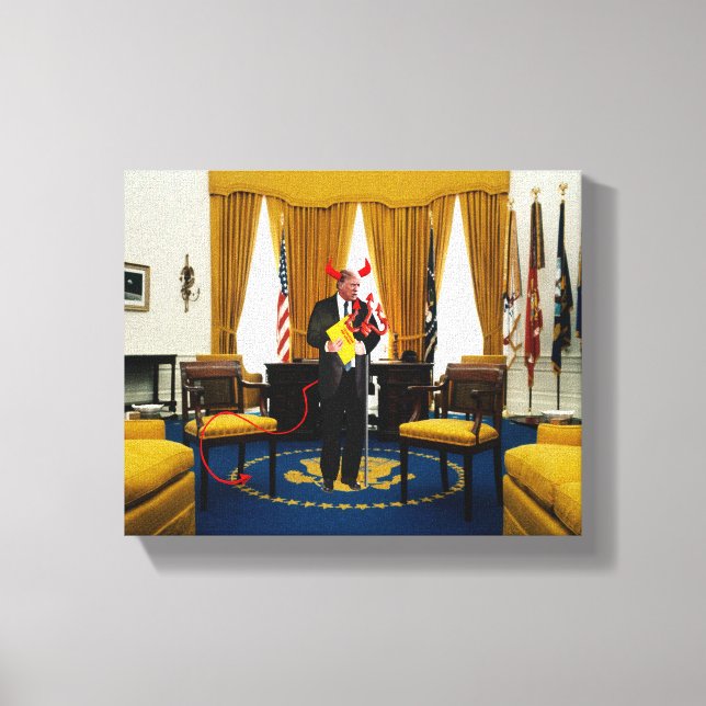 Kanvastrycket djävulen Donald Trump Stealing Docum Canvastryck (Framsida)