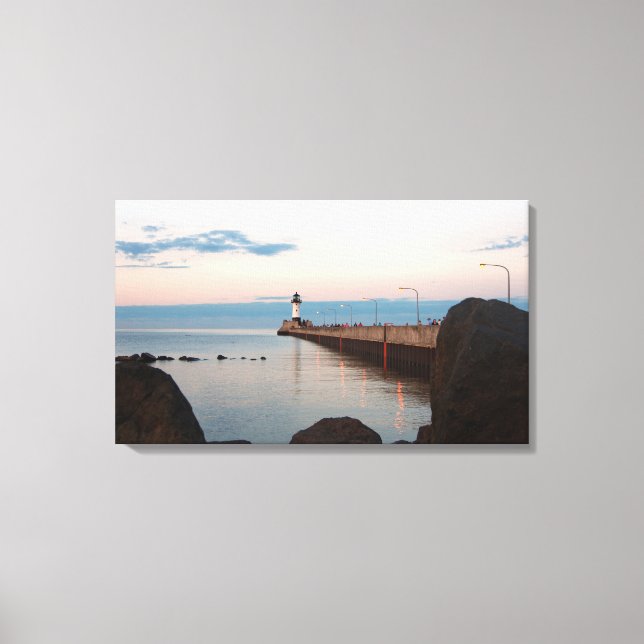 Kanvastrycket Duluth Harbor North Pier Light Canvastryck (Framsida)