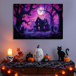 Kanvastrycket Eerie Haunted Halloween Manor Canvastryck